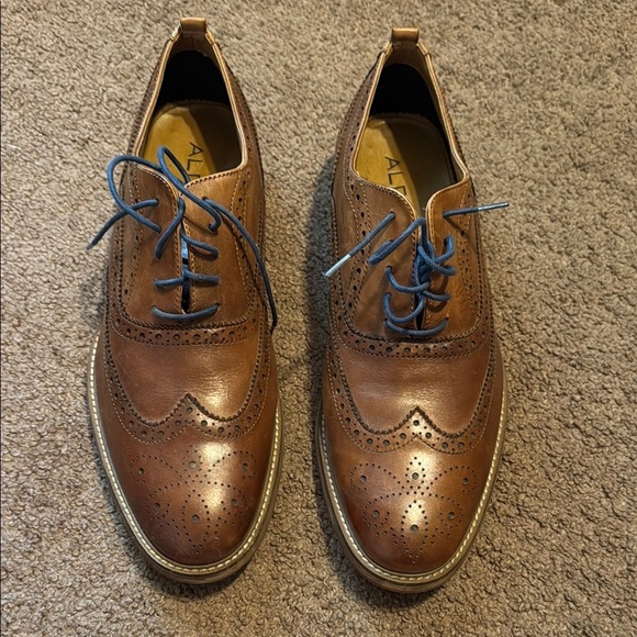 👞 Men’s ALDO Cognac Brown Wingtip Oxford Shoes – Size 13 - Picture 1 of 7